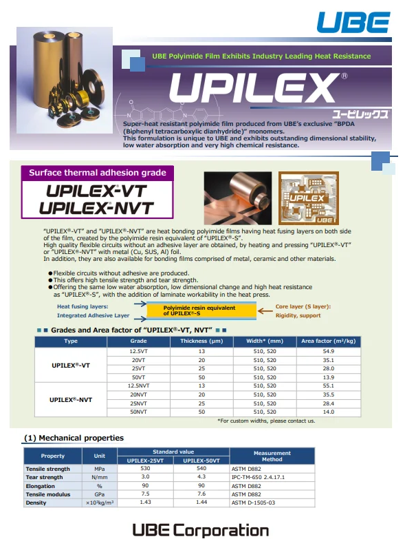 Upilex-S UPILEX-NVT UPILEX-VT Polyimide film